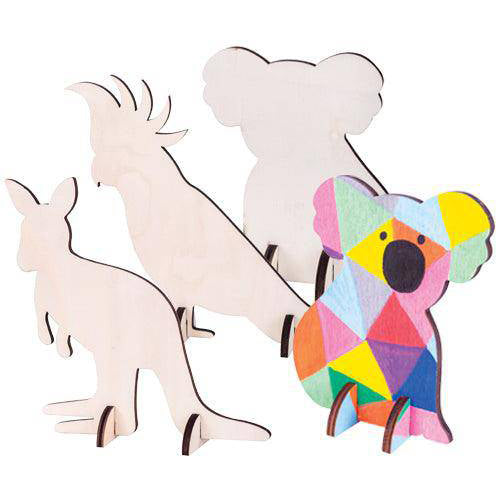 Wooden Standing Australian Animals 9pcs