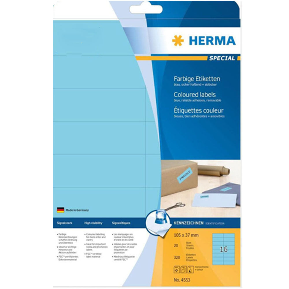 Herma Removable Colored Labels A4 20pc(105x37mm)