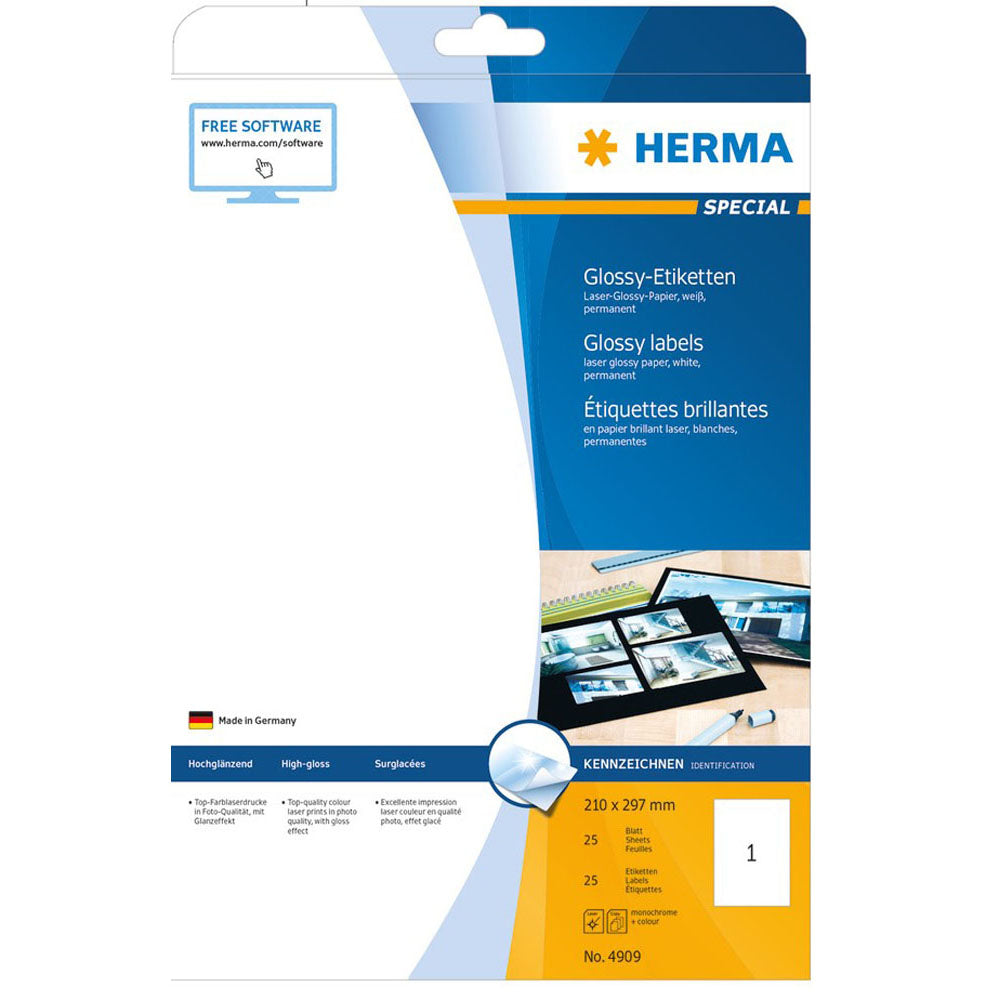 Herma Laser Glossy Labels A4 25pc(白)