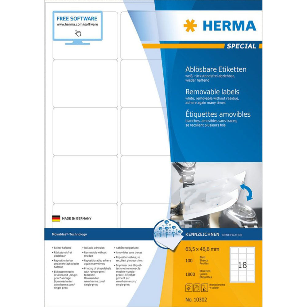 Herma Removable Labels A4 100pc(白)
