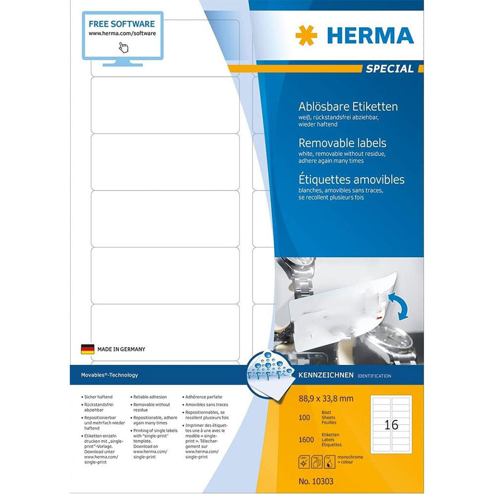 Herma Removable Labels A4 100pc(白)