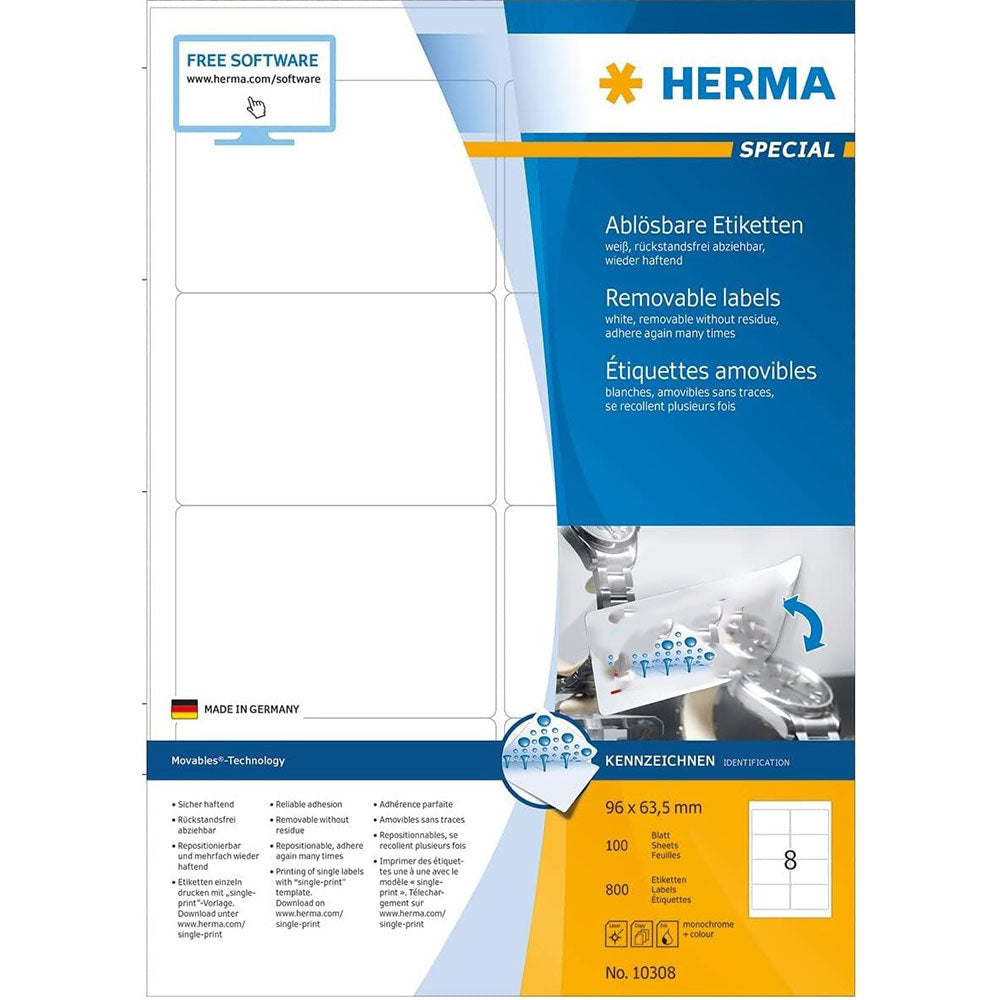 Herma Removable Labels A4 100pc(白)