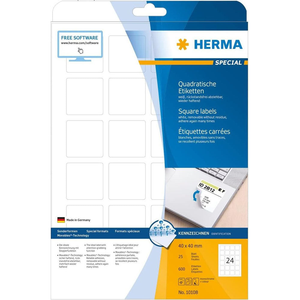 Herma Square Removable Labels 25pc(白)