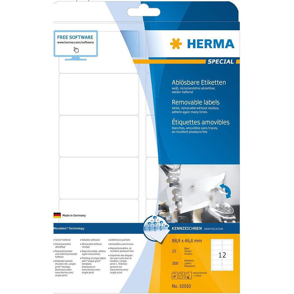 Herma Removable Labels A4 88.9mm 25pc(白)