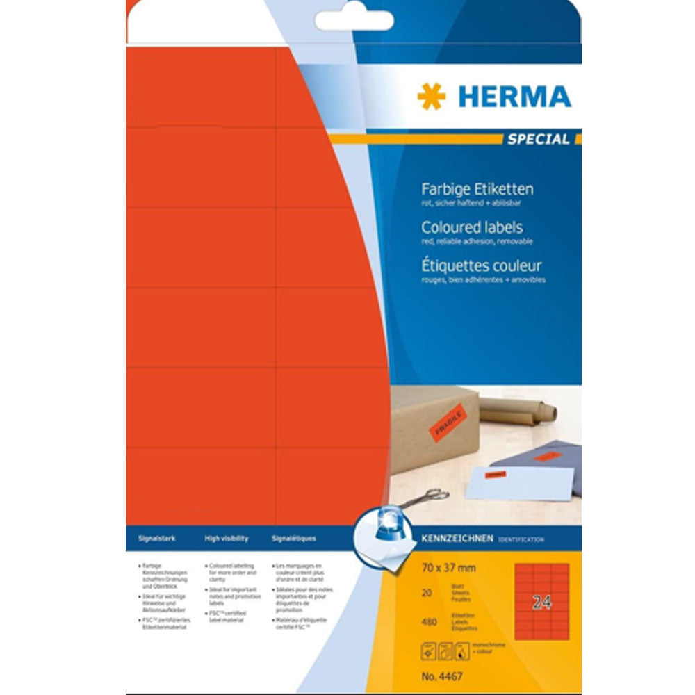 Herma Removable ColoredラベルA4 20pc(70x37mm)