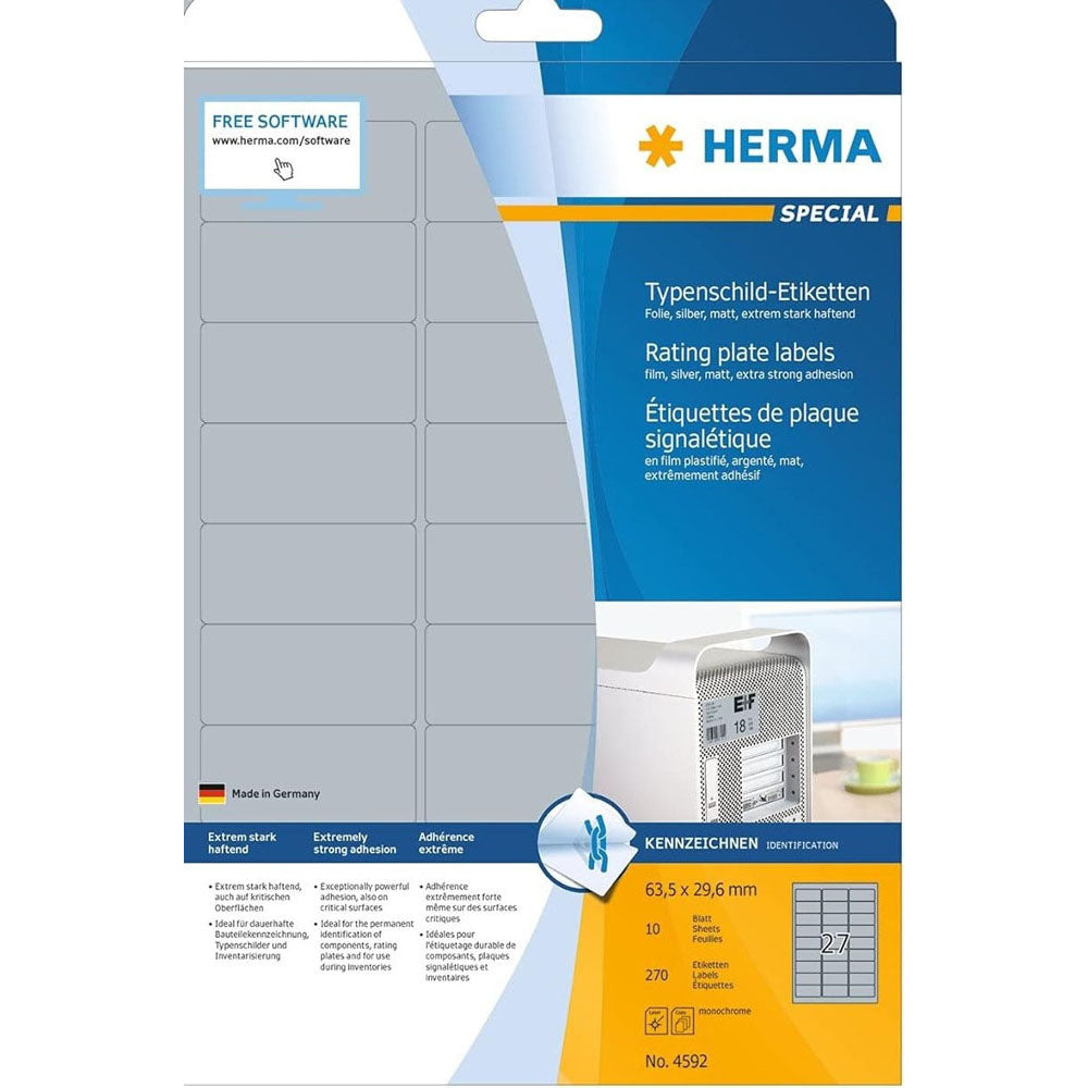 Herma Rating Plate Labels A4 10pc(銀)