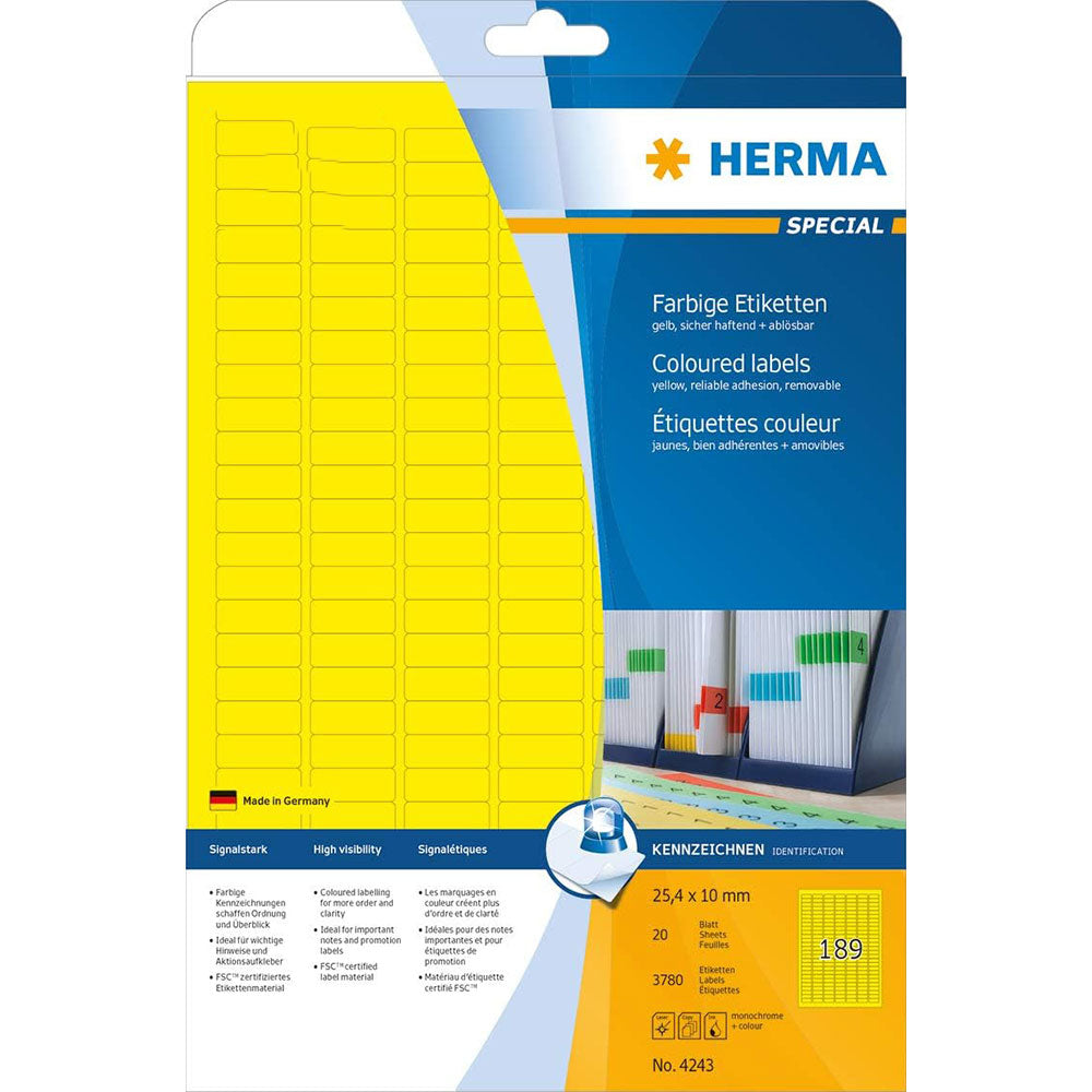 Herma Removable ColoredラベルA4 20pc(25.4x10mm)