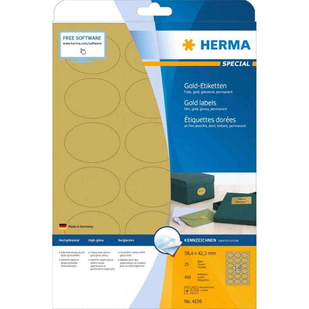 Herma Glossy Foil Oval Labels A4 25pc(金)