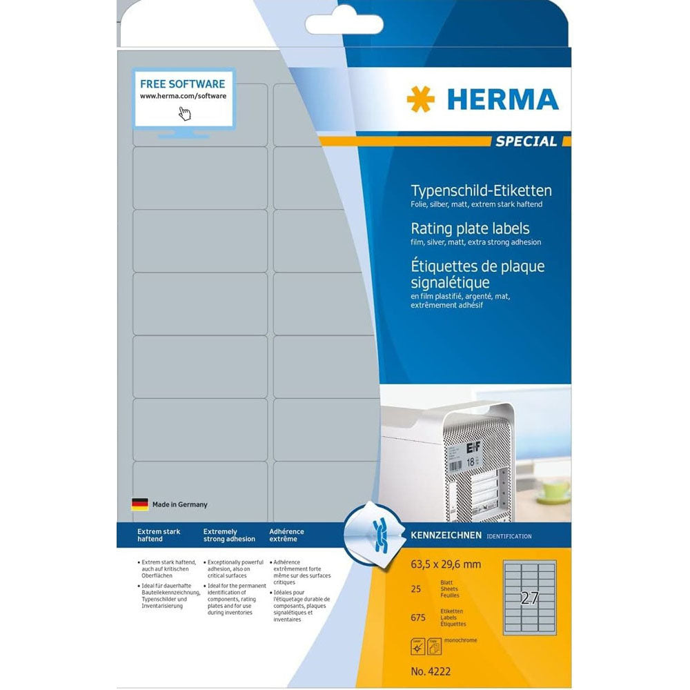 Herma Rating Plate Labels A4 25pc(銀)