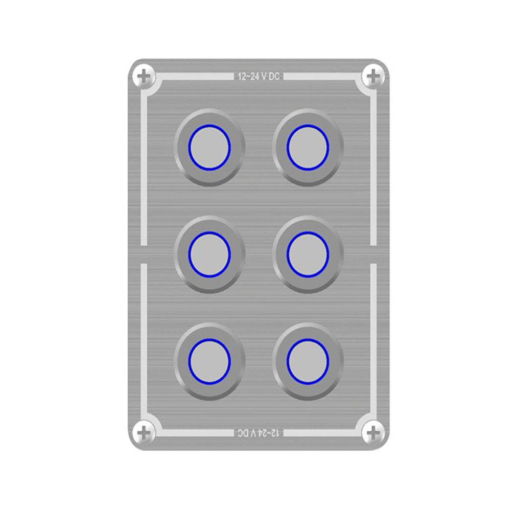 6-Way Stainless Illuminated Switch Panel (Blue)