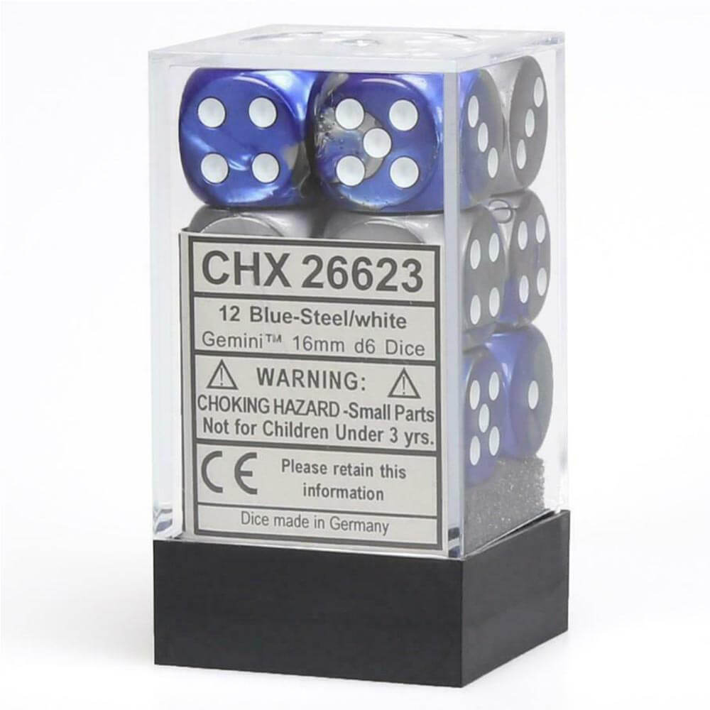 D6 Würfel Gemini 16mm (12 Würfel)