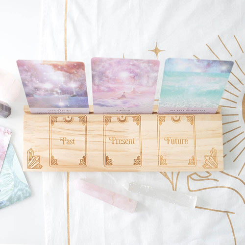 Natural Past Present Future Wooden Tarot Card Stand