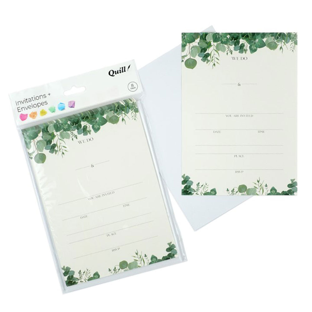 Quill Invitation Card&Envelope 25x175mm 8pk