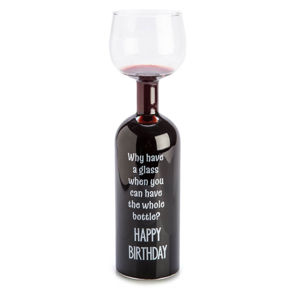 Happy Birthday Wine Bottle Glass
