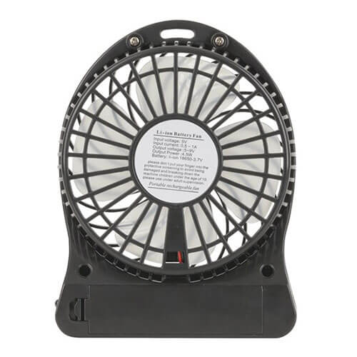 Mini USB Rechargeable Fan w/ LED Light (Black)