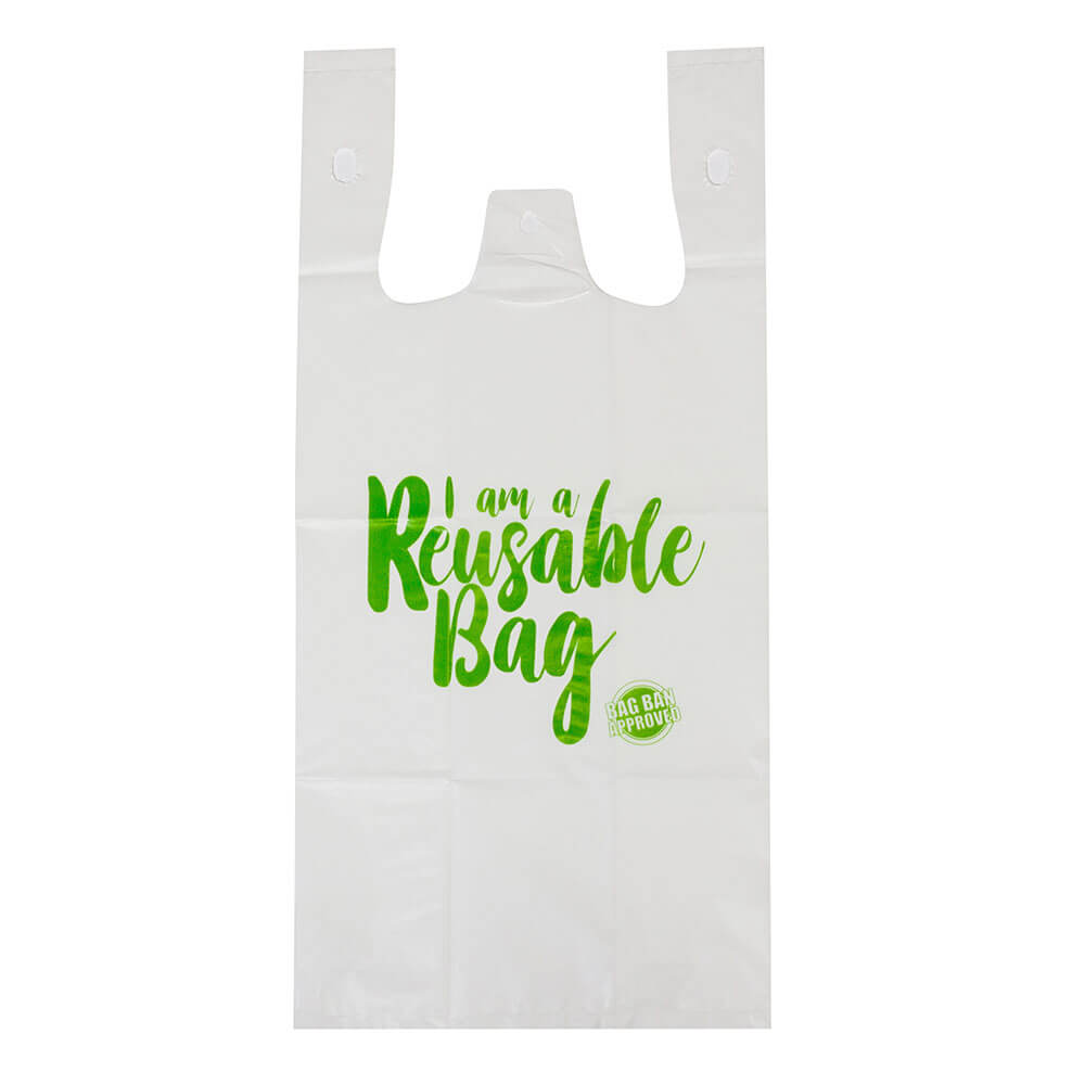 カプリ再利用可能なシングレットバッグ36ミクロン100pk(白)