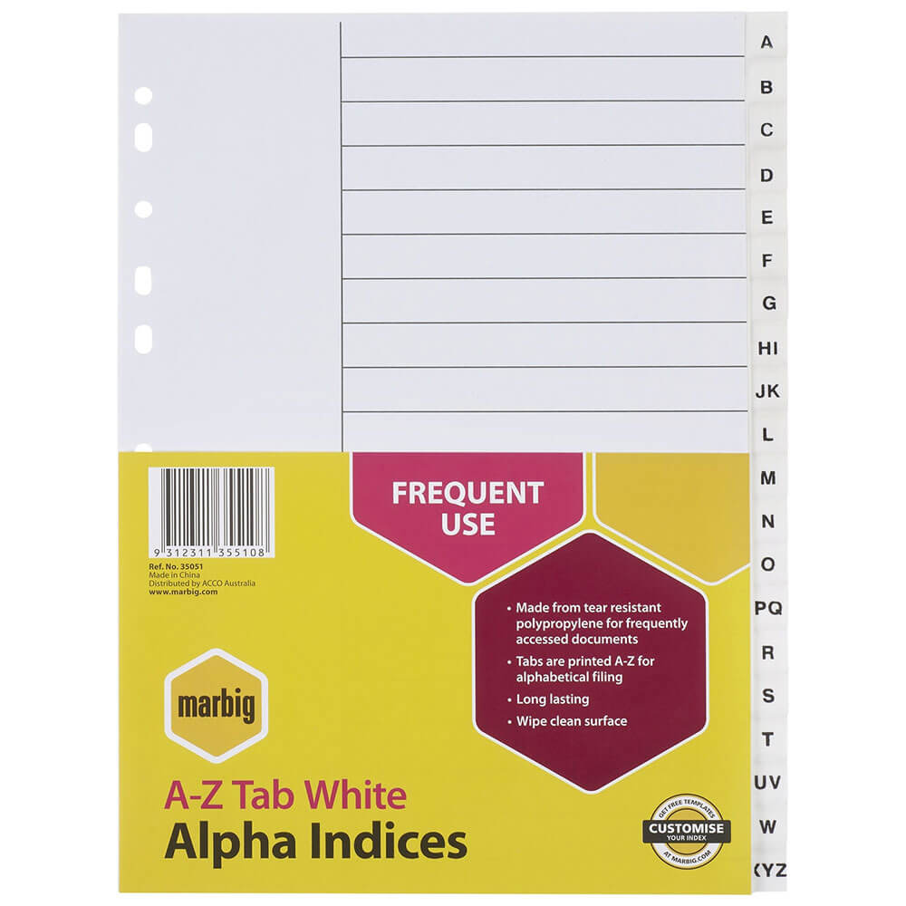 Marbig A-Z Tab Alpha Indices&Dividers(A4)