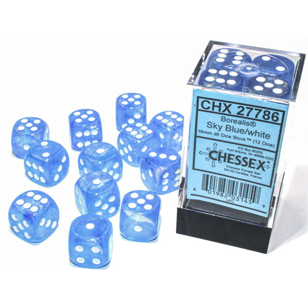 Borealis Chessex 16 mm D6 Bloque de dados luminario