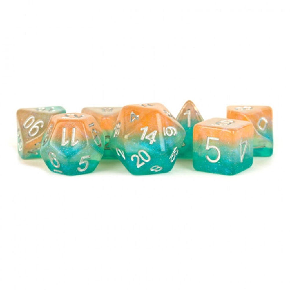 MDG -laag Stardust Resin Polyedral Dice Set 16mm