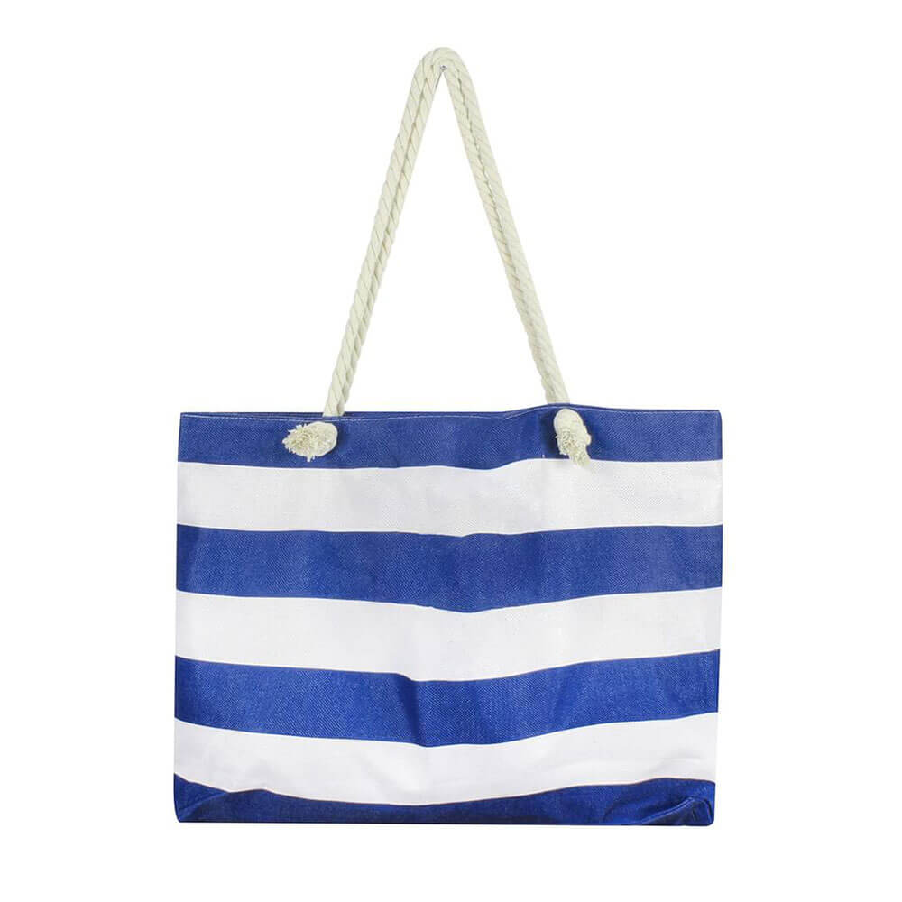 Retro Stripe Beach Bag m/ indre glidelås (70x42x15cm)