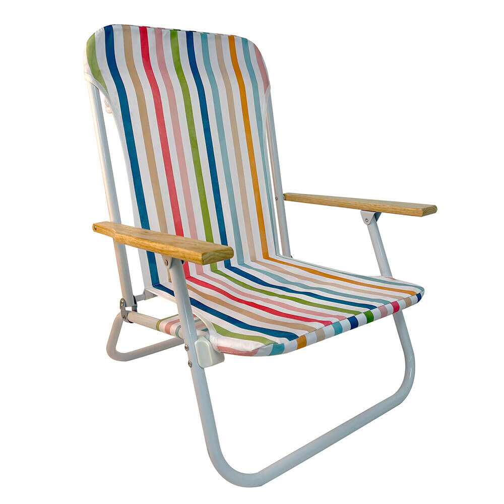 Silla de playa con brazos de madera (74x68x60cm)