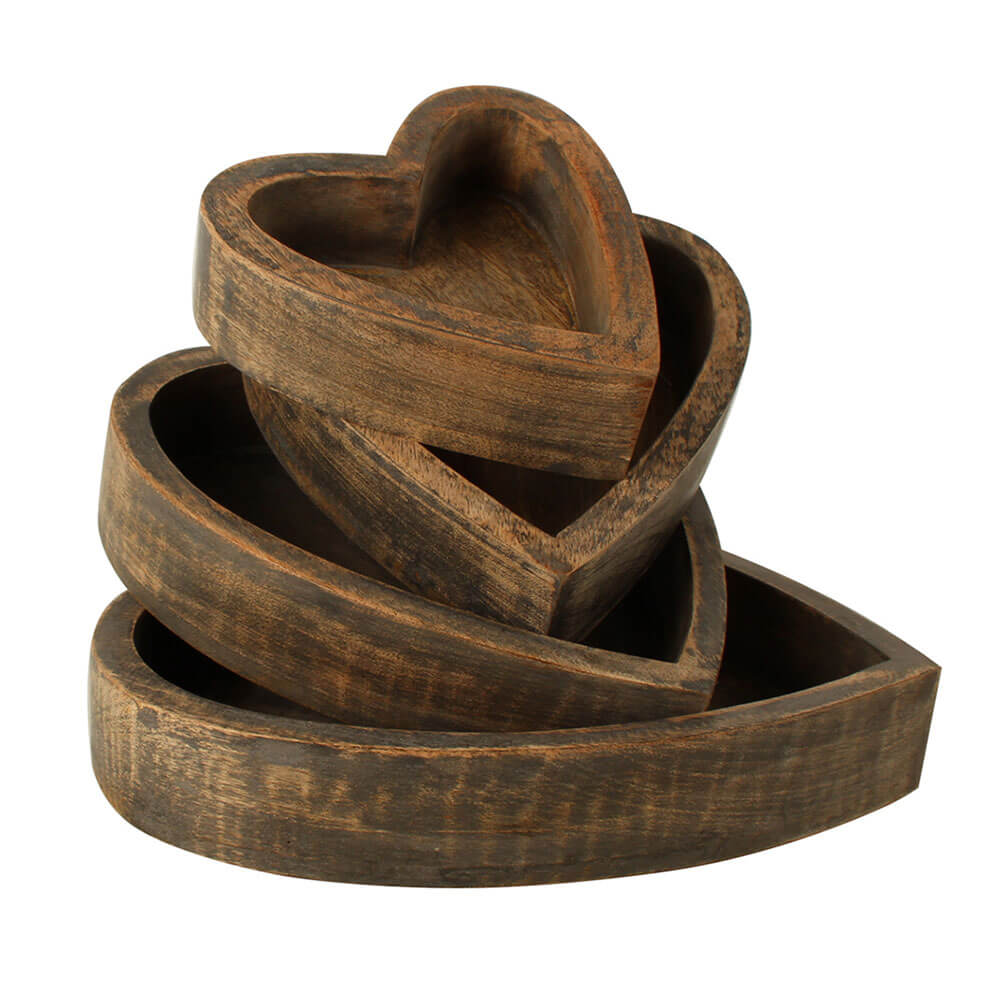 Harmony Mango Wood Heart Box (Set von 4)