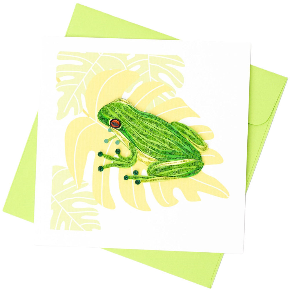 Quilled Green Tree Frog Greeting Card (15x15cm)