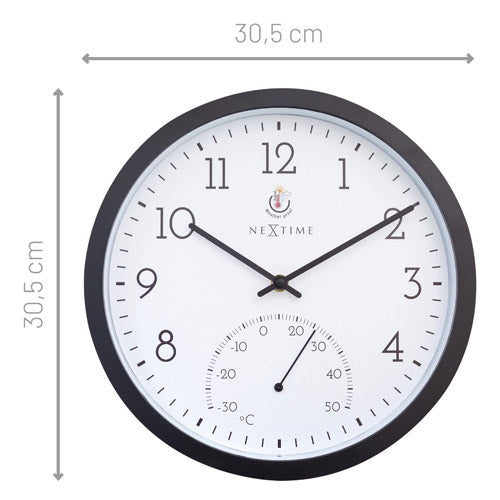 NeXtime Marigold Outdoor Wall Clock 30.5cm (Black & White)