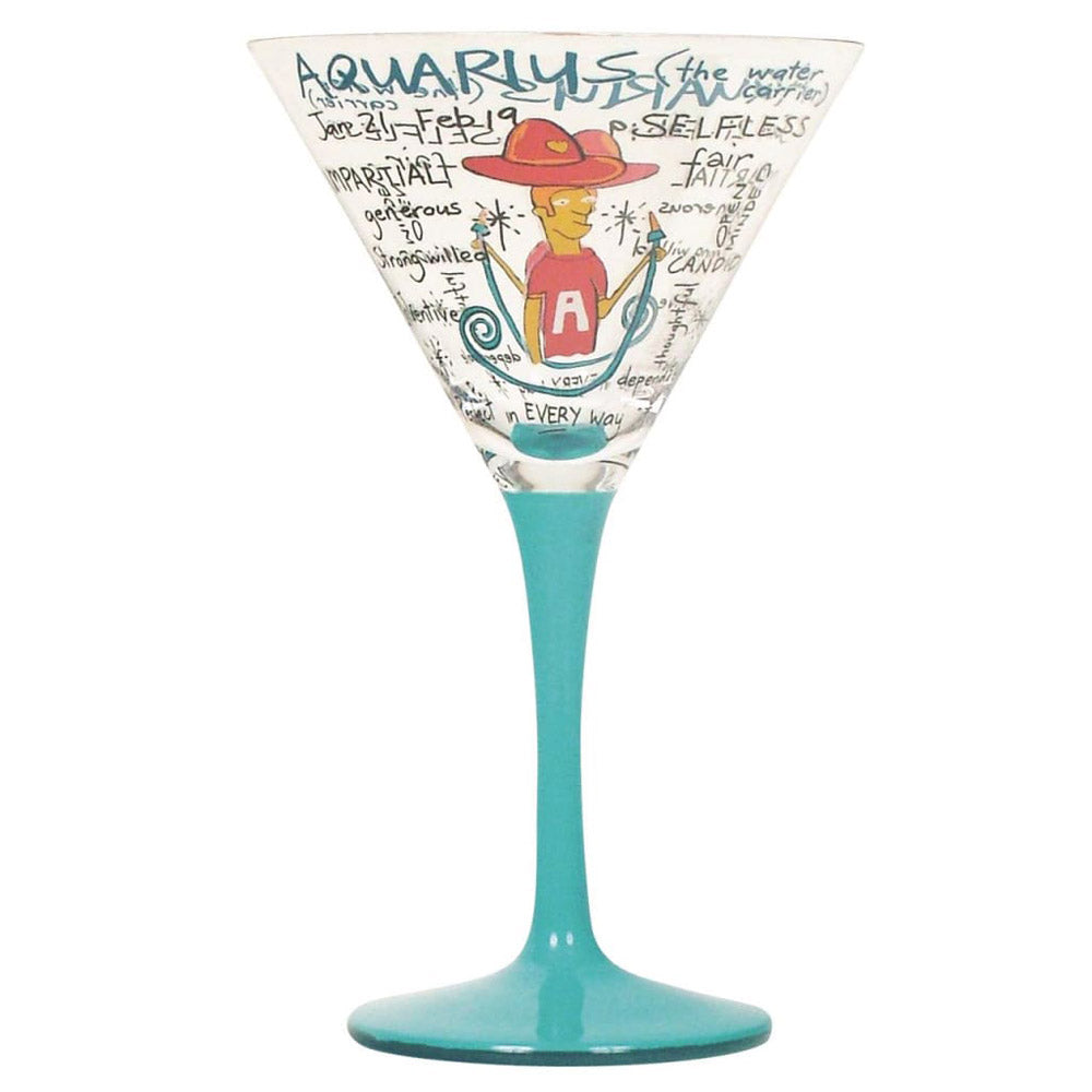 Zodiac Hand-Painted Martini Glass