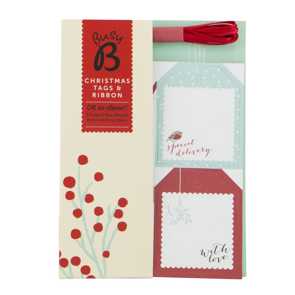 Busy B Christmas Tags and Ribbon