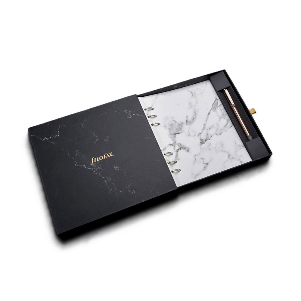 Filofax Marble Patterns A5 Clipbook with Rose Gold Pen