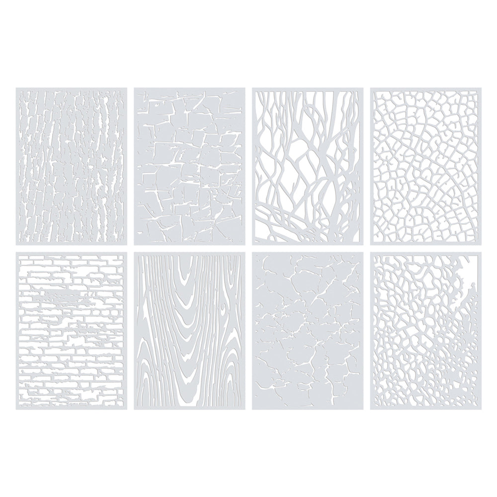 Textures Stencil and Rubbing Sheets A4 8pcs