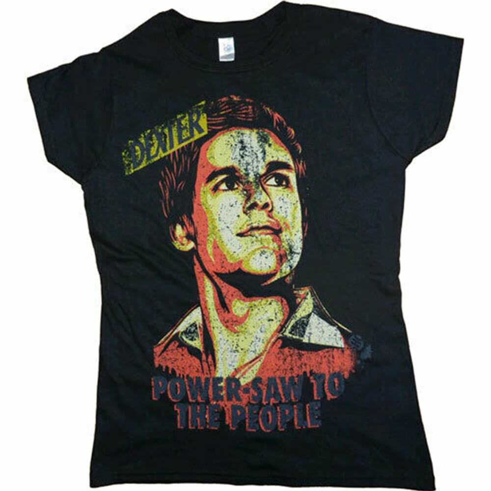 Dexter power-saw zwart vrouwelijk t-shirt