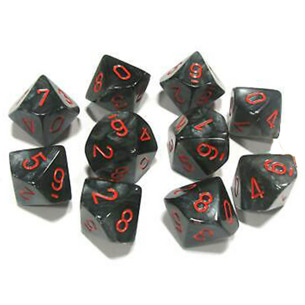 Chessex D10 Polyedrale 10-die fluweel set