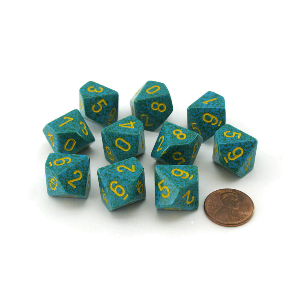  Chessex D10 Polyedrisches Set mit 10 gesprenkelten Würfeln