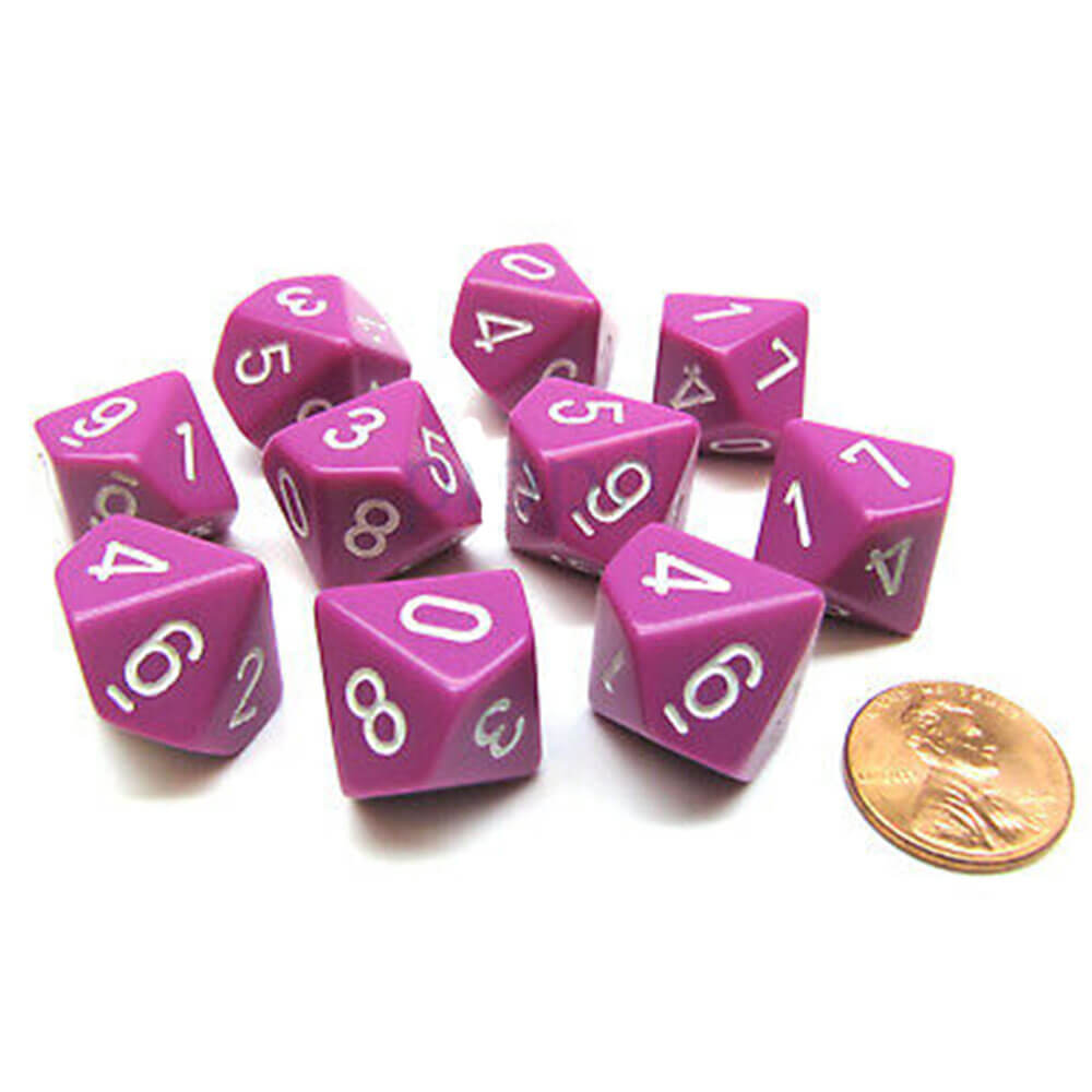 Chessex D10 Polyedrale 10-Die ondoorzichtige set