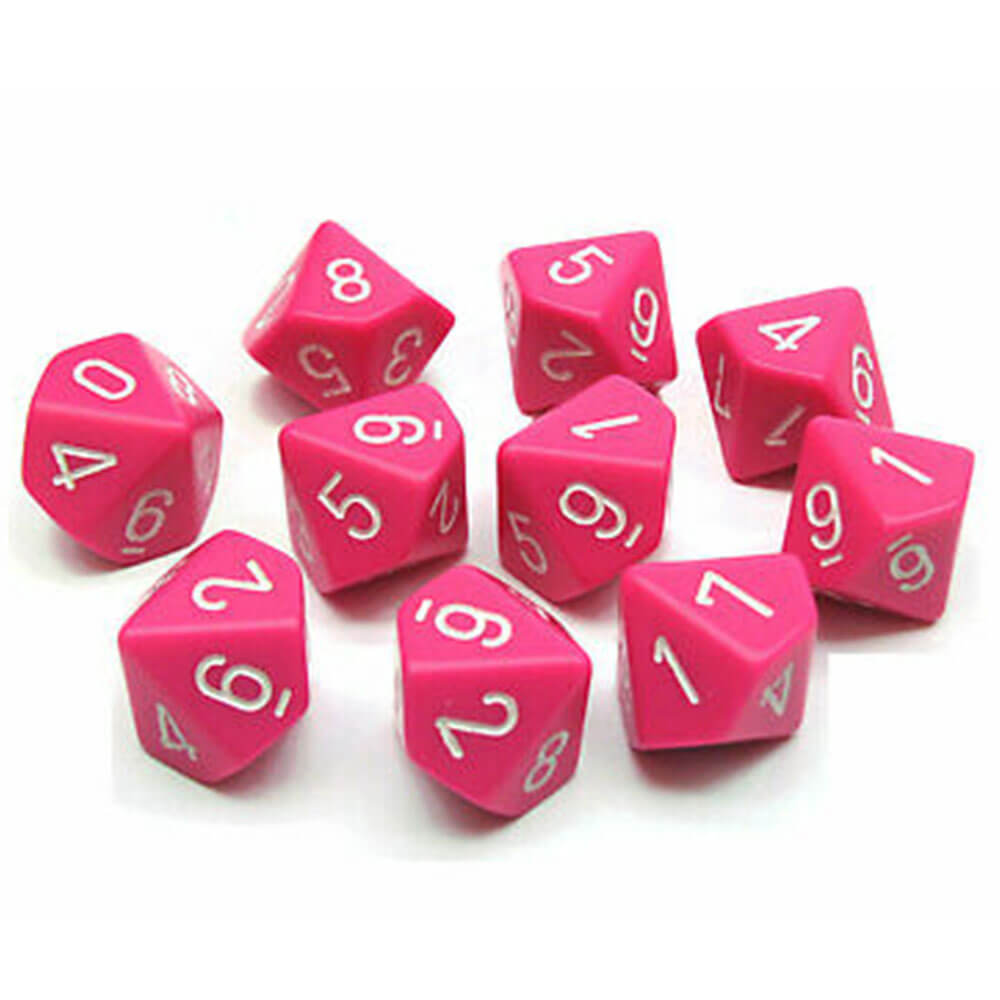 Chessex D10 Polyhedral 10-die ugjennomsiktig sett