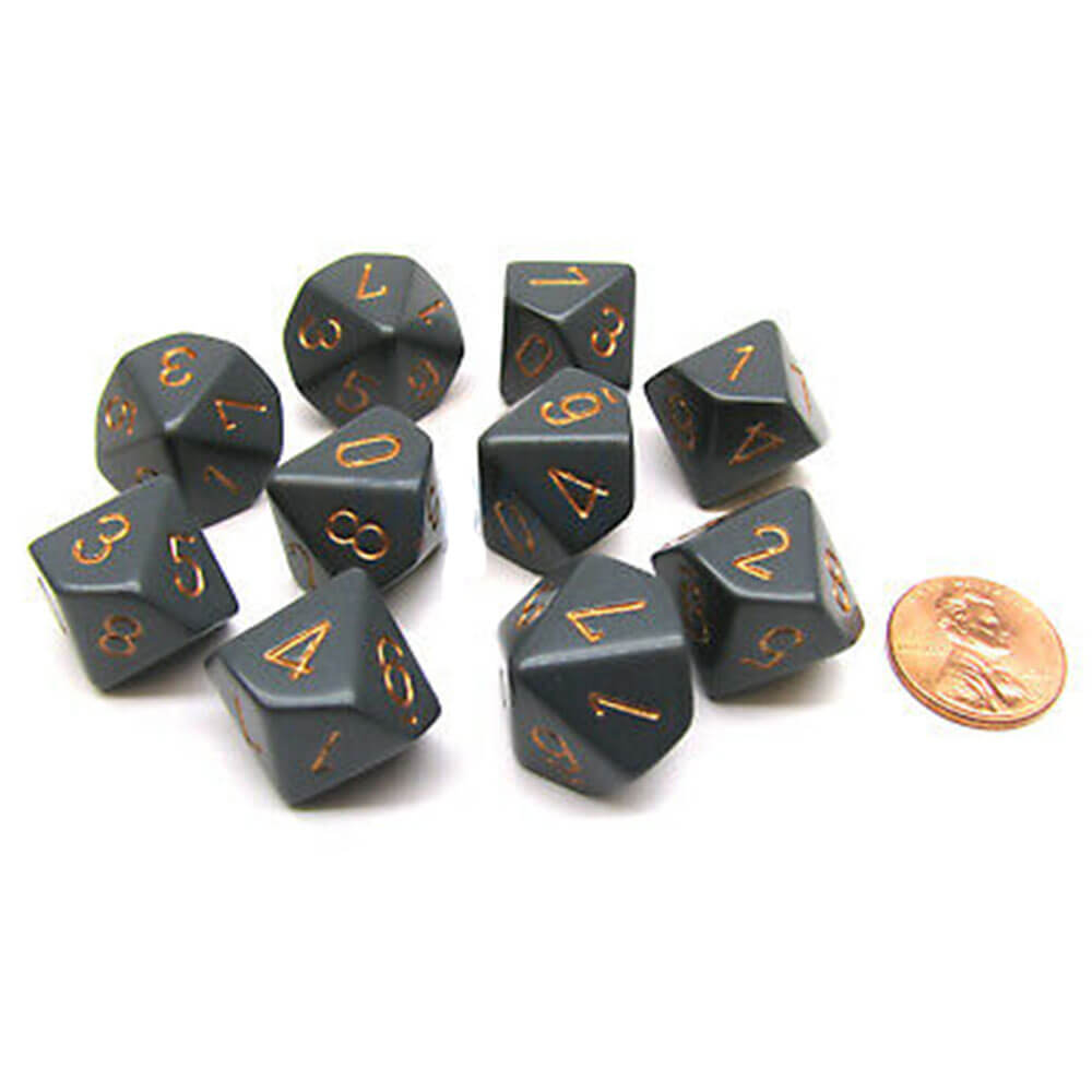 Chessex D10 Polyhedral 10-die ugjennomsiktig sett