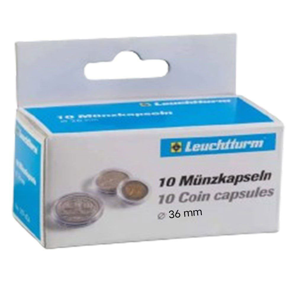 Cápsulas de monedas Leuchtturm 10pk (del tamaño 30-39)