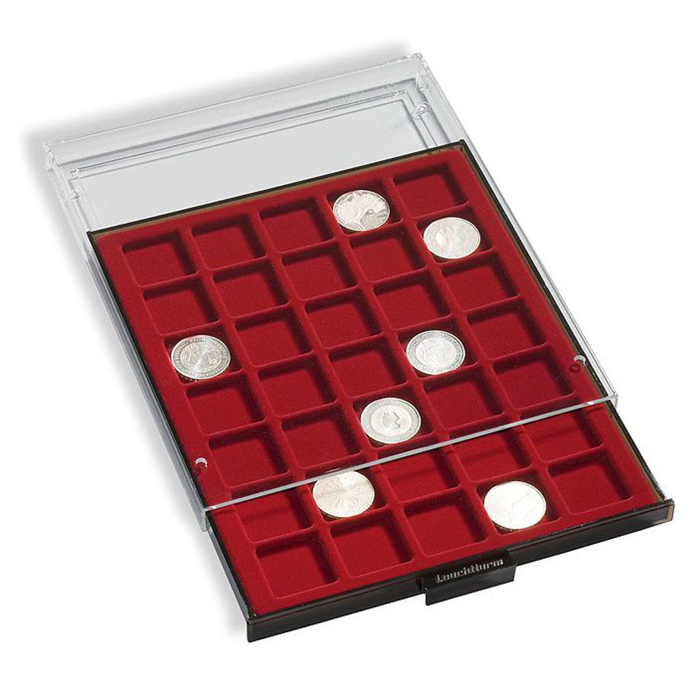 Leuchtturm Square-Spaced Coin Box (Smoke/Red)