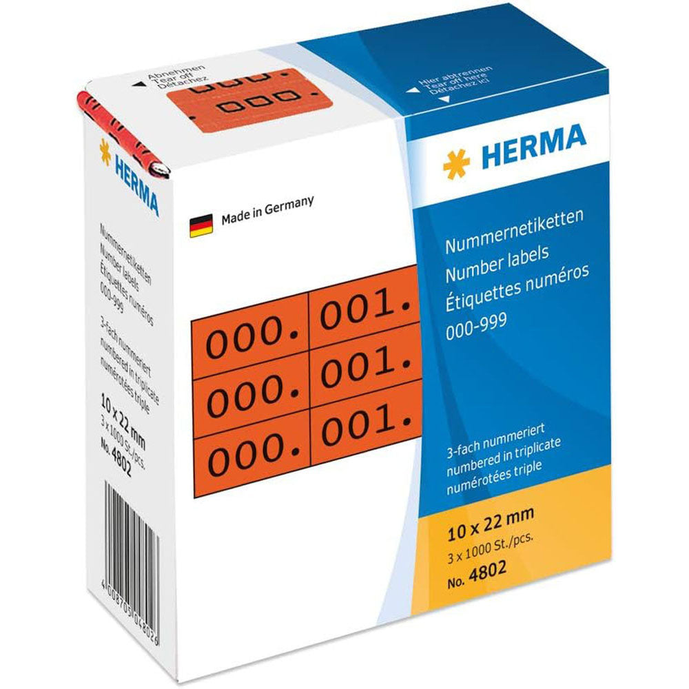 Herma Triplicate Number Etiketter 1000pc (10x22mm)