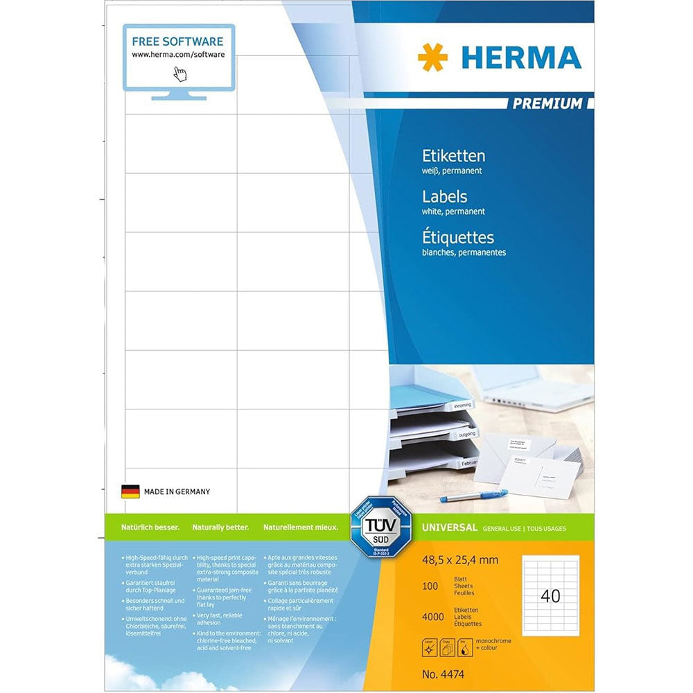 Herma Premium Labels A4 25,4mm 100 st