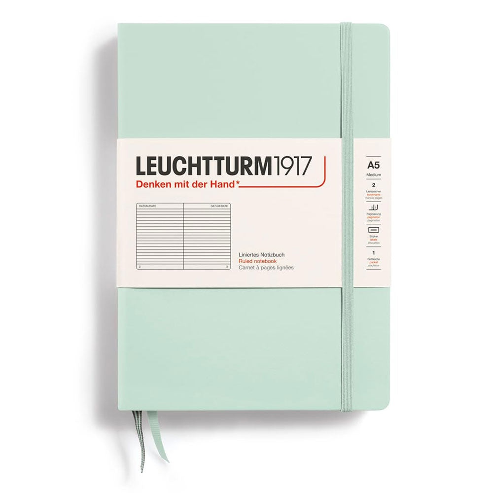 Leuchtturm Hardcover styrede notebook A5 (grøn)