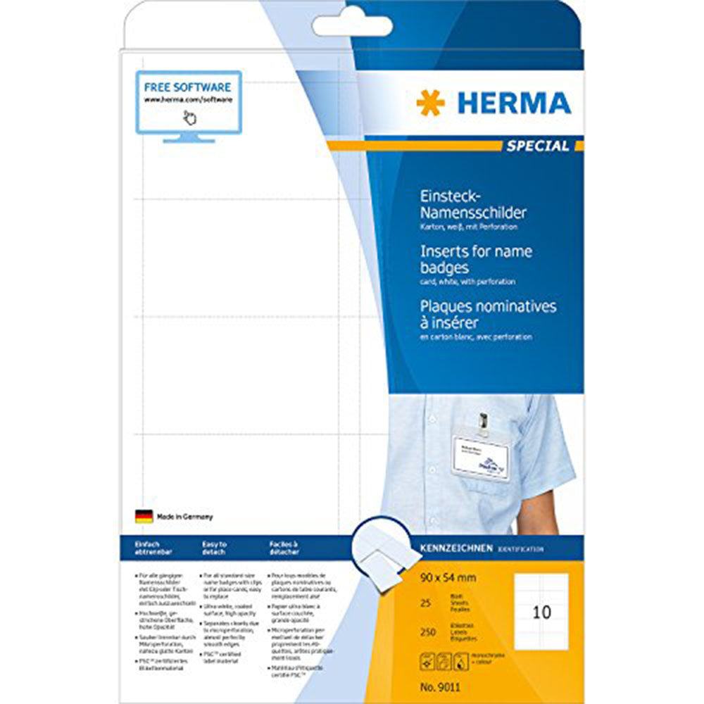 HERMA INSERTS TIL NAME BADGES A4 25PK