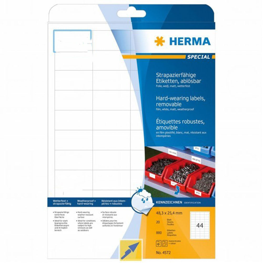 Herma Removable Foil Labels A4 20pc (White)