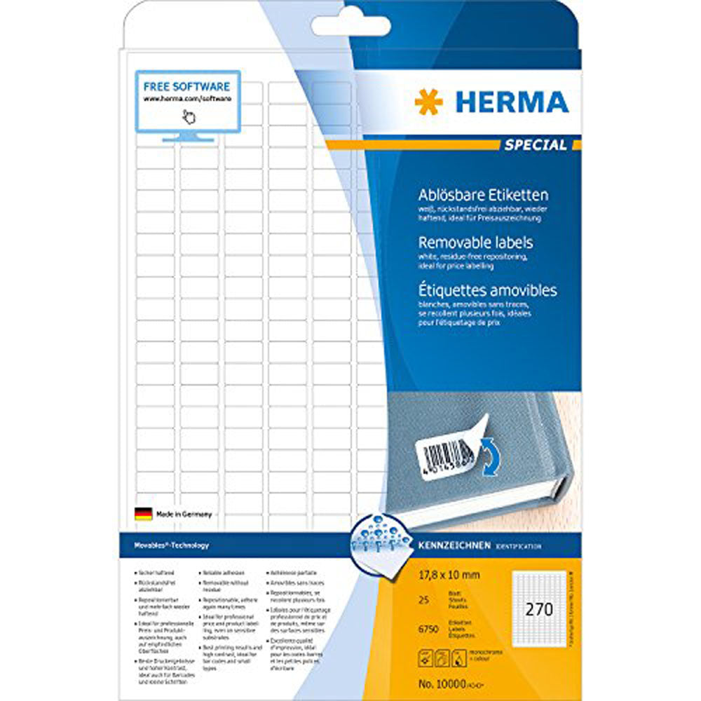 Herma Removable Labels A4 25pc（白）