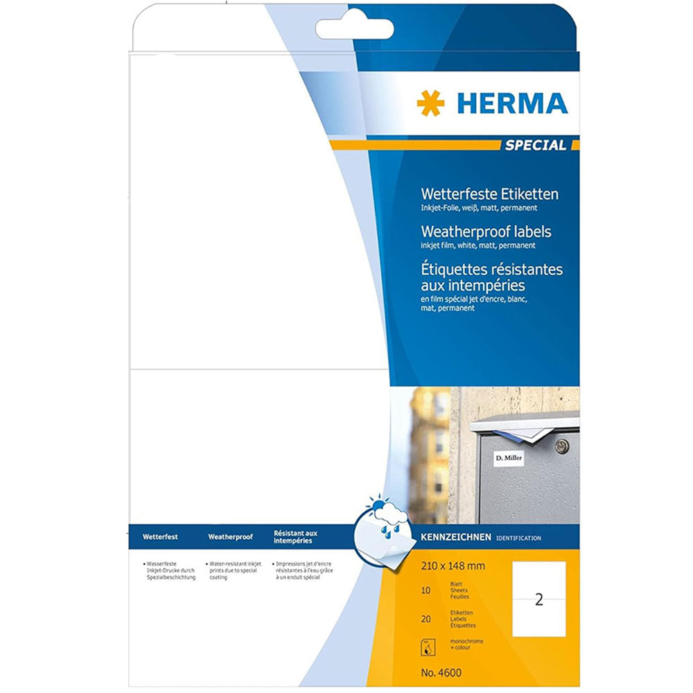 Herma vejrbestandig inkjet -etiketter A4 10pc