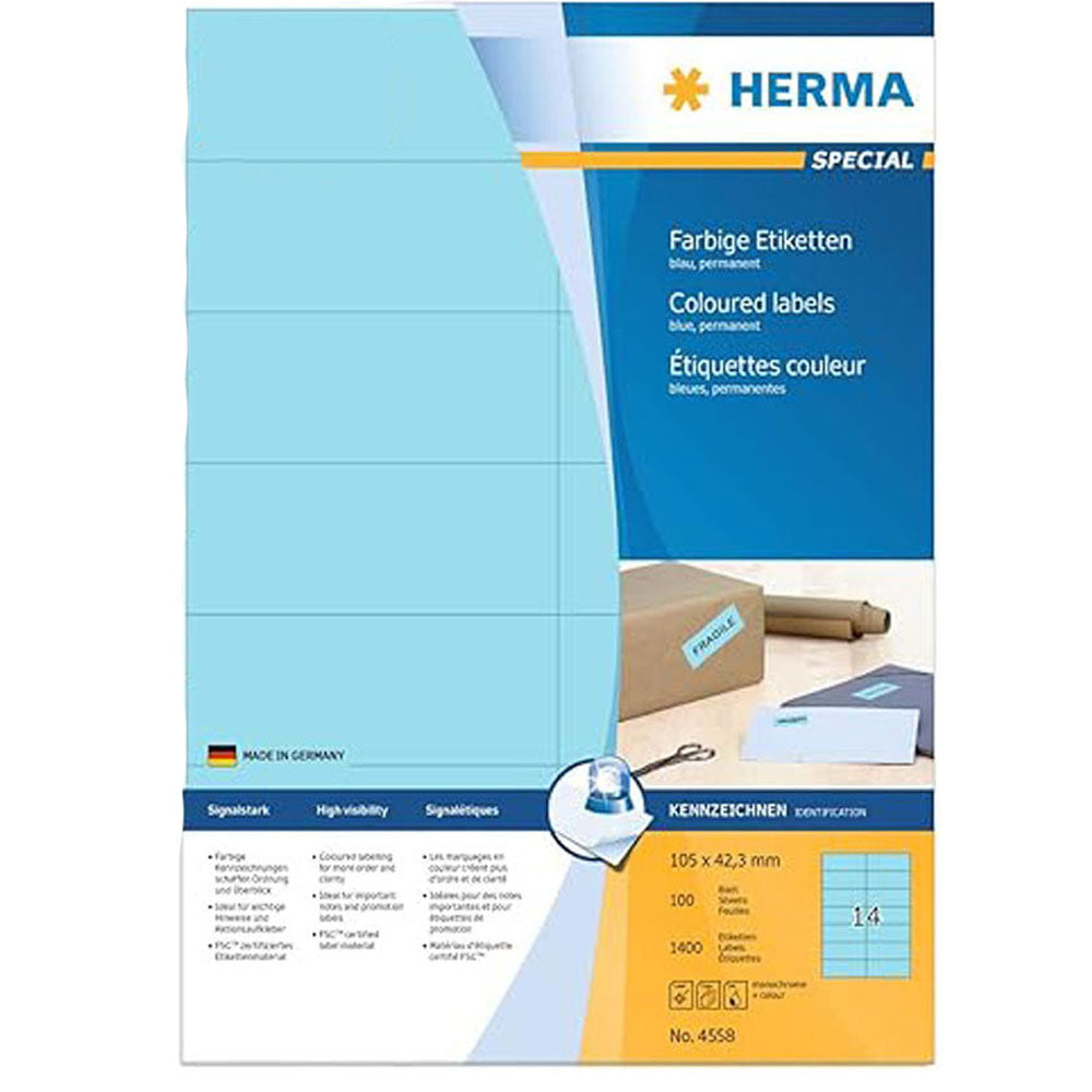 Herma farvede etiketter A4 100pc (105x42,3 mm)