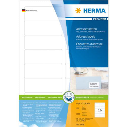 Herma Premium Address Labels A4 88.9mm 100pc