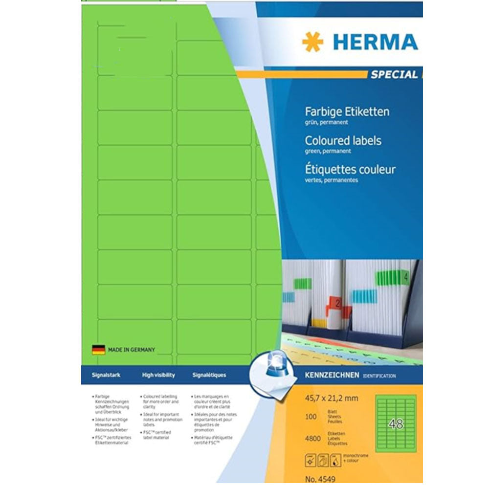 Herma farvede etiketter A4 100pc (45,7x21,2 mm)